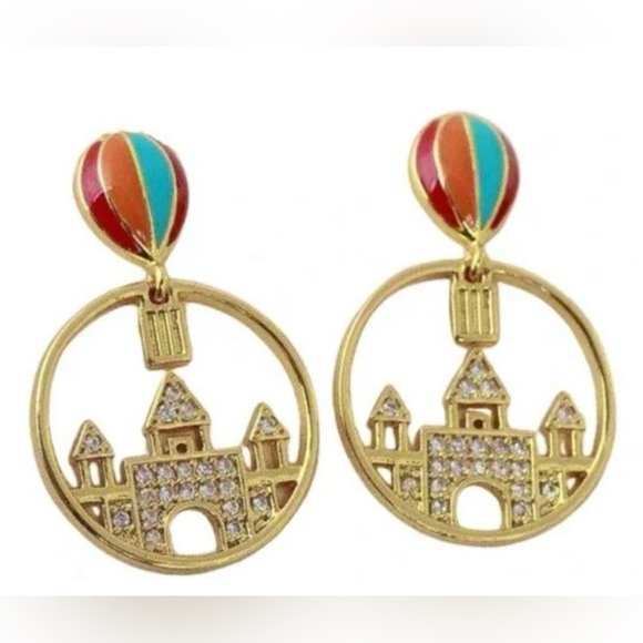 kate spade Jewelry - Kate Spade New York Golden Hot Air Balloon Crystal Castle Drop Earrings NEW